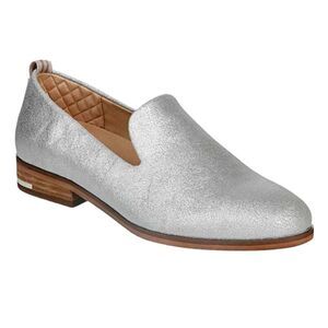 Dr. Scholl's Silver Loafers Pointed Toe Slip on Shoe East Lux Metallic Leather 8